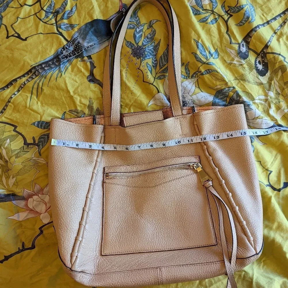 AIMEE kestenberg salmon colored pebbled leather large two strap tote bag euc